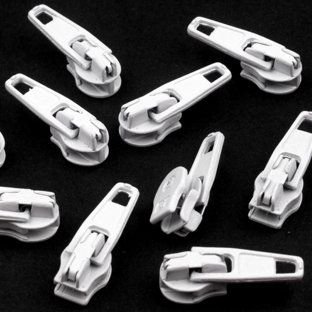 10 Zipper - 3mm - mit Arretierung - Weiß (101)