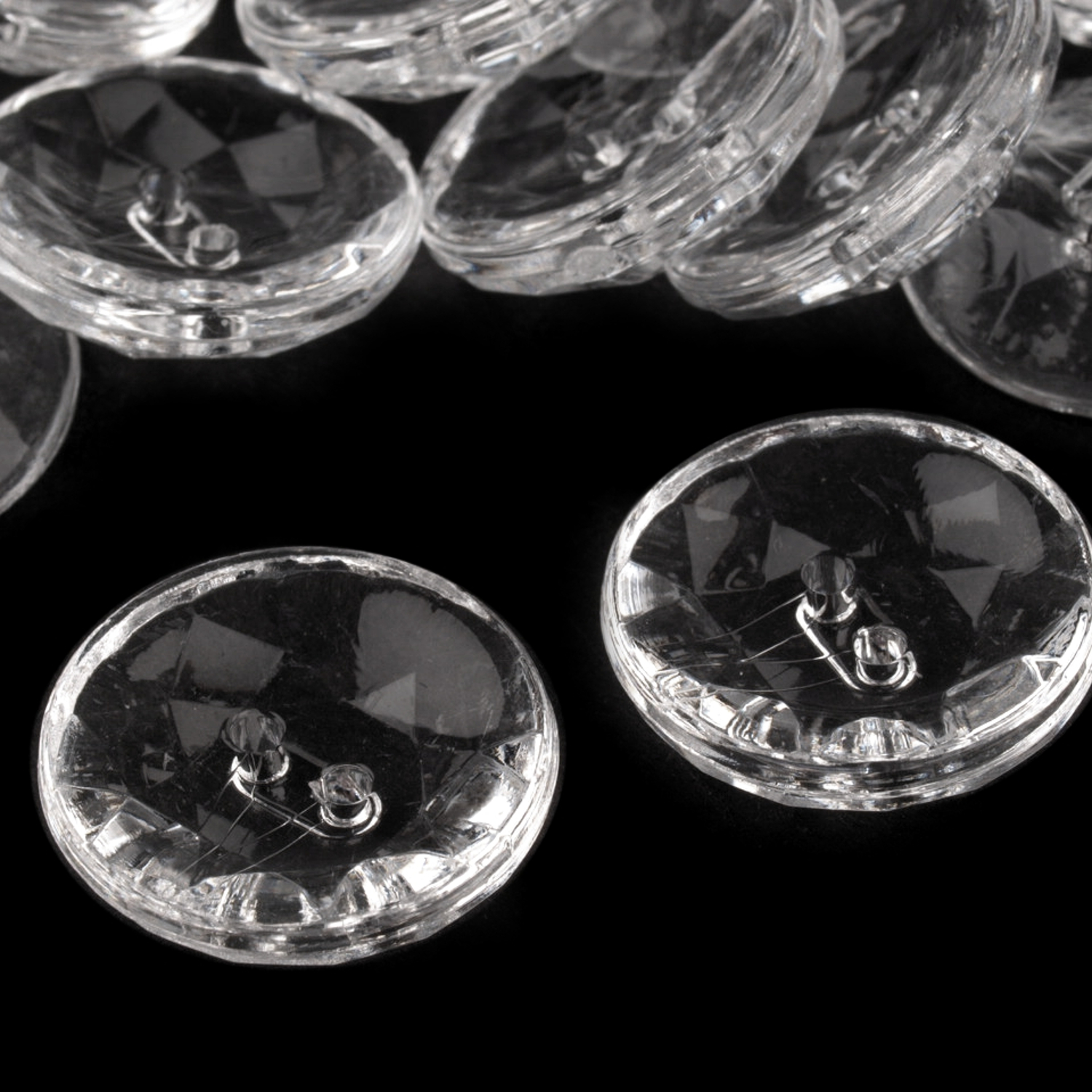 5x Kristall Knöpfe - 25mm - Transparent