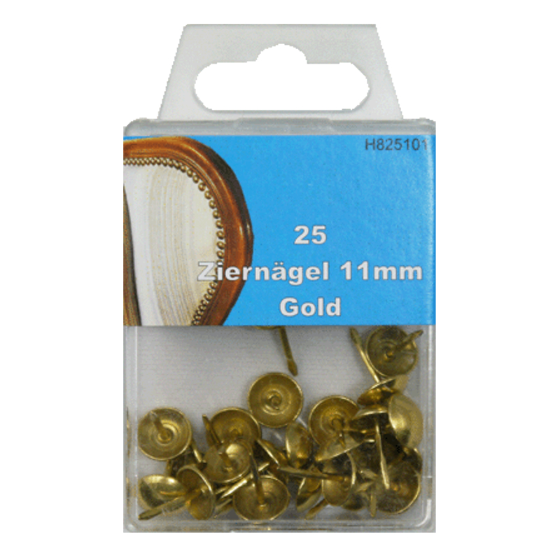 25 Ziernägel - Polsternägel - 11mm - Gold