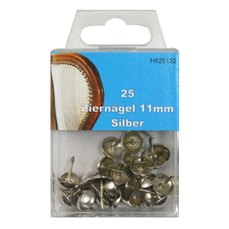 25 Ziernägel - Polsternägel - 11mm - Silber