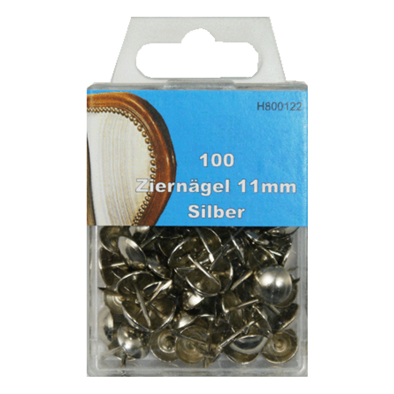 100 Ziernägel - Polsternägel - 11mm - Silber