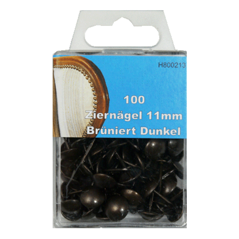 100 Ziernägel - Polsternägel - 11mm - Brüniert-Dunkel