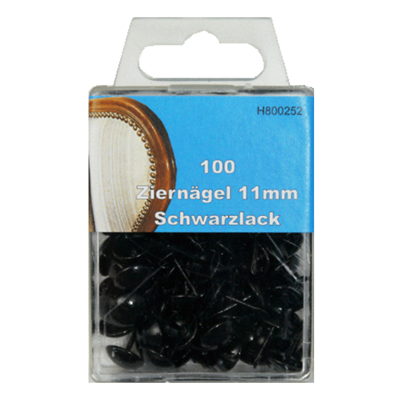 100 Ziernägel - Polsternägel - 11mm - Schwarzlack