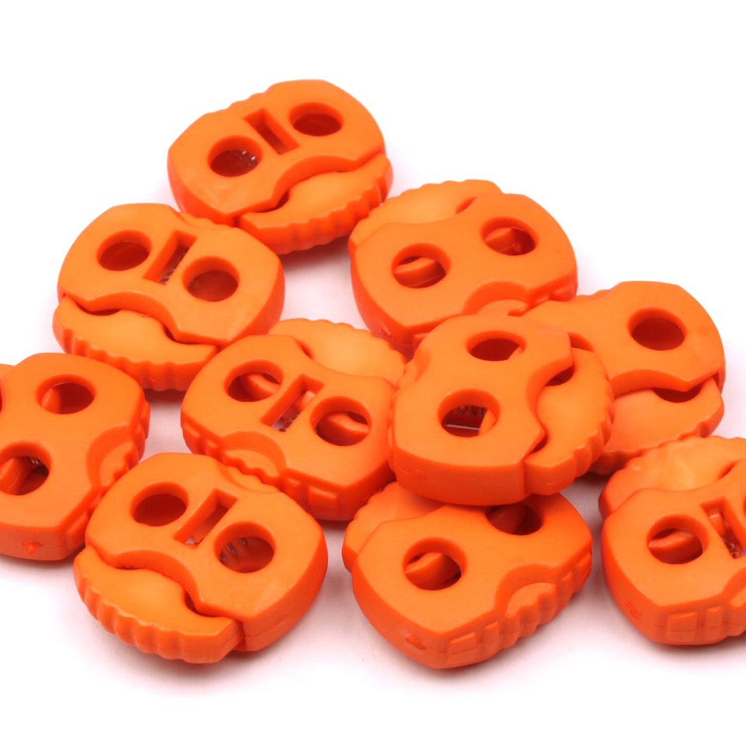 10 Stück - 2-Loch Kordelstopper - 20x20 - Kürbis Orange