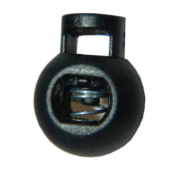 5 Stck. - 1-Loch Kugel Kordelstopper in Schwarz - 16mm - rund
