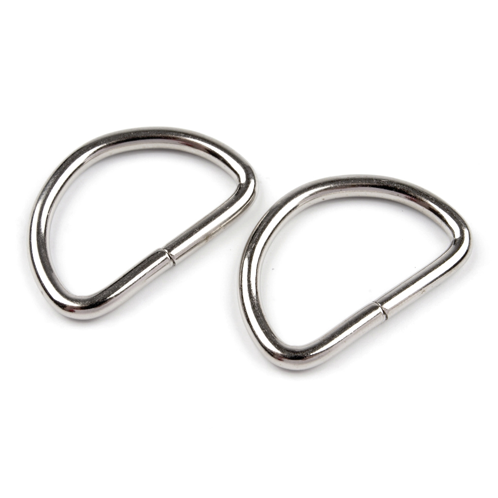 10x D-Halbring Breite 25mm - silberfarbend