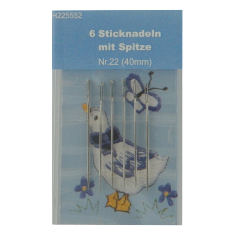 6 Sticknadeln MIT Spitze Nr. 22