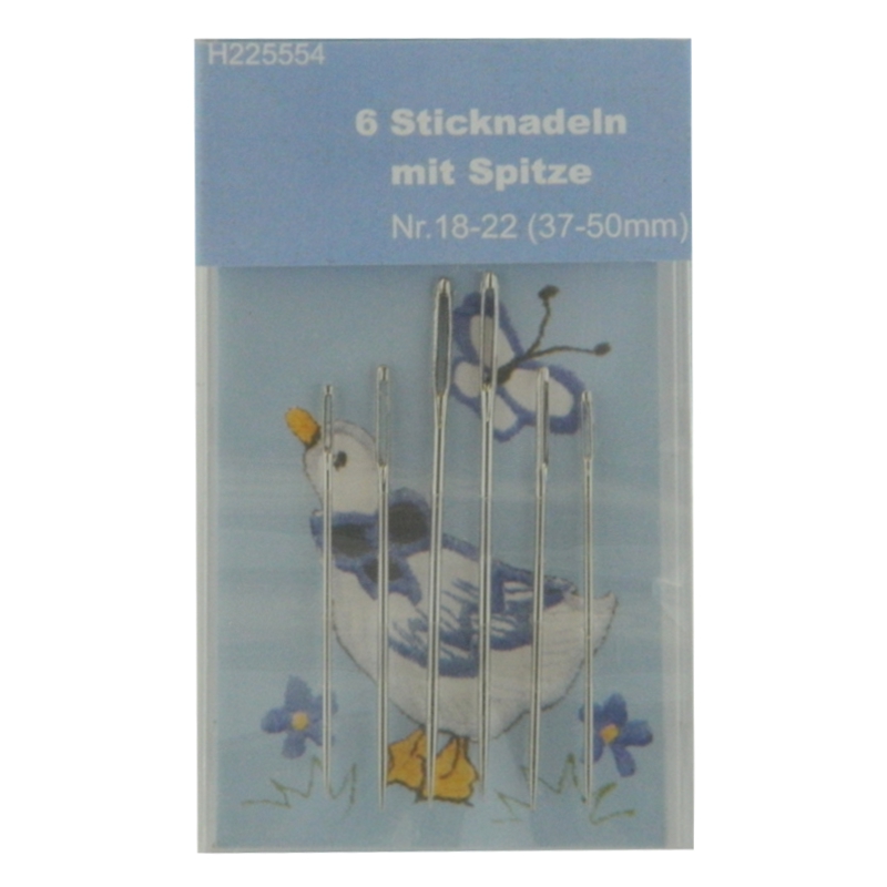 6 Sticknadeln MIT Spitze Nr. 18-22