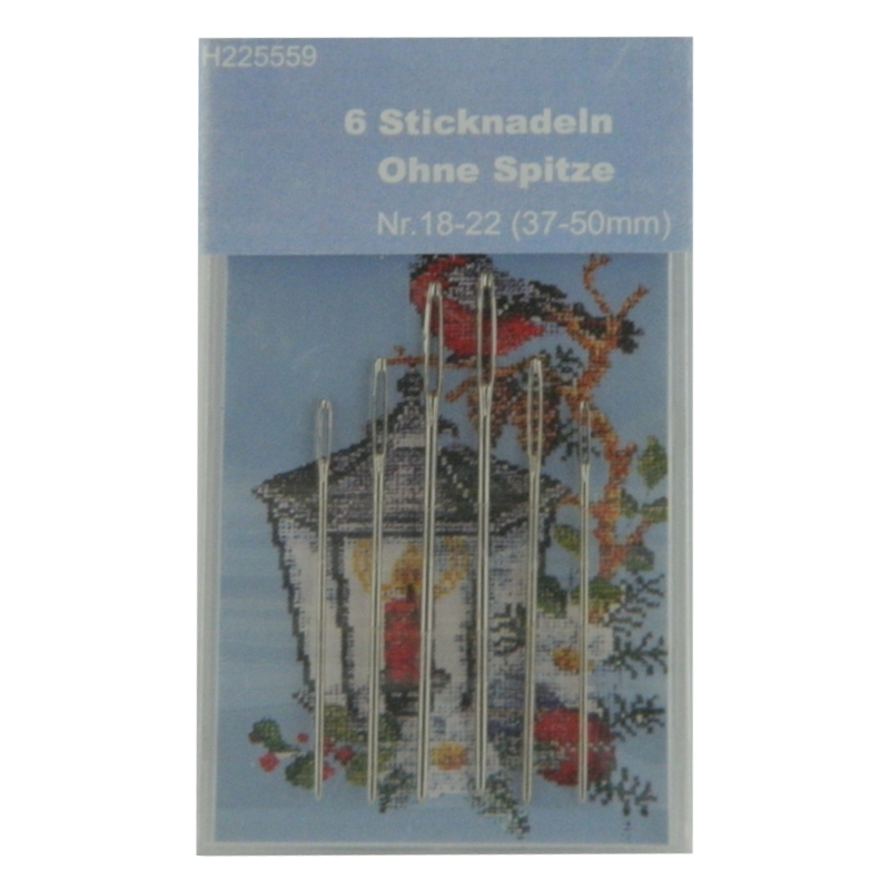 6 Sticknadeln OHNE Spitze Nr. 18-22