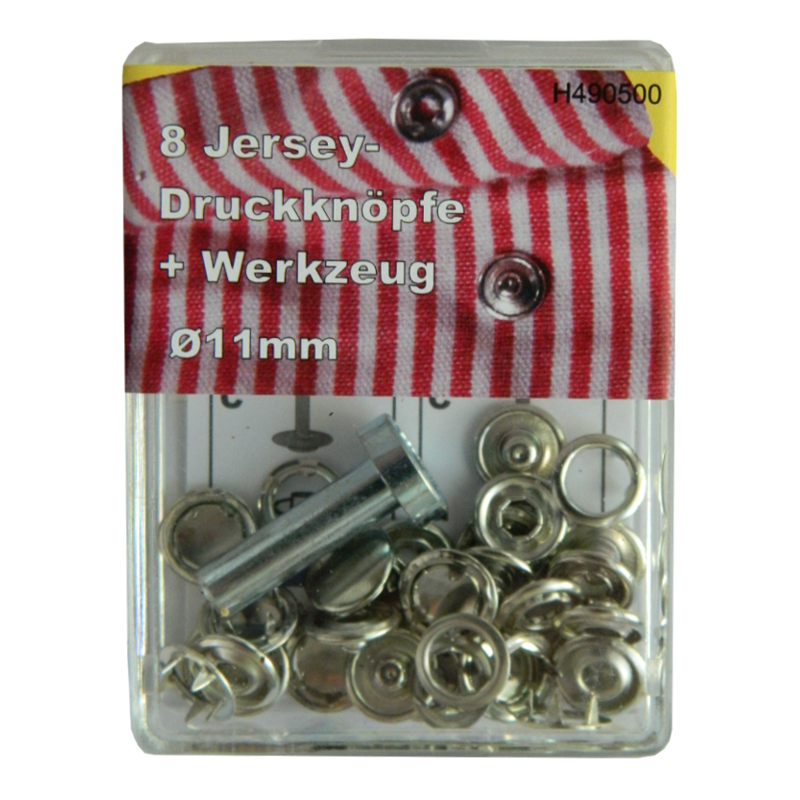8 Druckknöpfe "JERSEY" - Messing - Silber - 11mm - Nähfrei!
