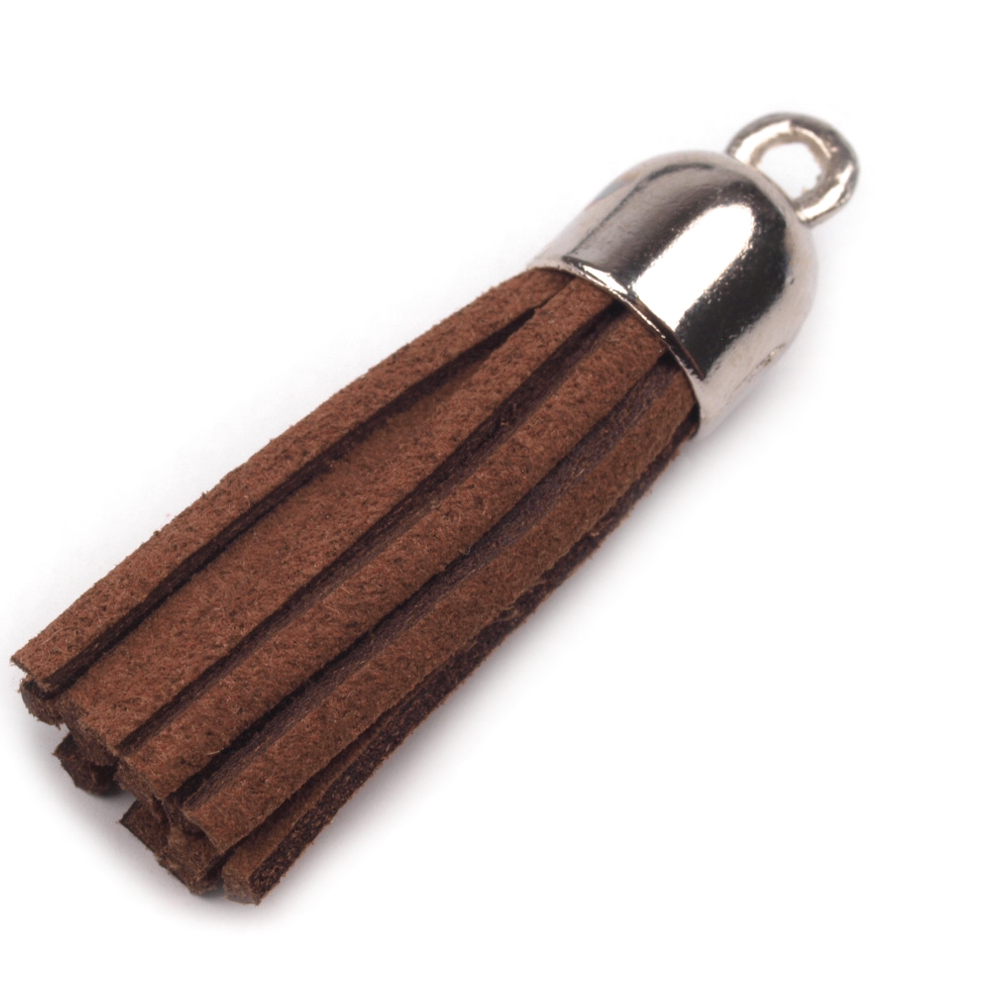 Fransen Anhänger - 4cm - Dunkelbraun (4)